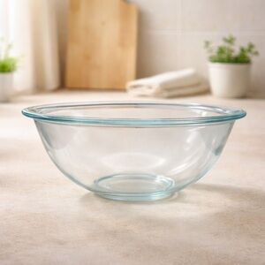 Vintage Pyrex Clear Glass Mixing Bowl With Blue Tint